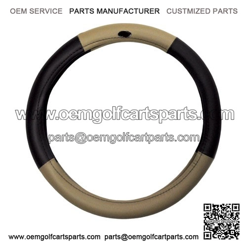 Golf Cart Steering Wheel Cover Universal Black and Tan