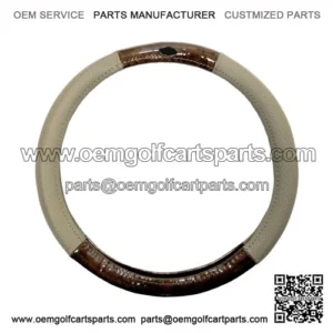 Golf Cart Steering Wheel Cover Universal Woodgrain and Tan