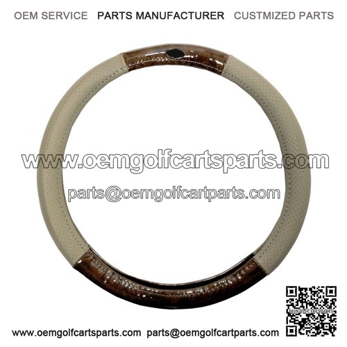 Golf Cart Steering Wheel Cover Universal Woodgrain and Tan