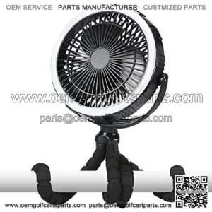 Golf Cart Fan, 8 inch 10000mAh Rechargeable Portable Fan, Battery Operated Clip On Fan with LED Light for Golf Car Boat Truck Utility Vehicles Farm ATV Forklift Construction Vehicles