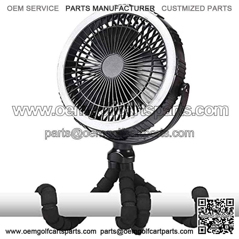 Golf Cart Fan, 8 inch 10000mAh Rechargeable Portable Fan, Battery Operated Clip On Fan with LED Light for Golf Car Boat Truck Utility Vehicles Farm ATV Forklift Construction Vehicles