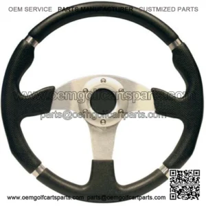 14" Black Chrome Golf Cart Steering Wheel