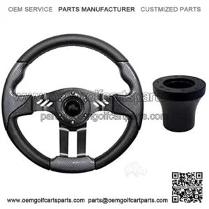Club Car Precedent 5 Golf Cart Steering Wheel Kit (Carbon Fiber Grip with Black Spokes)