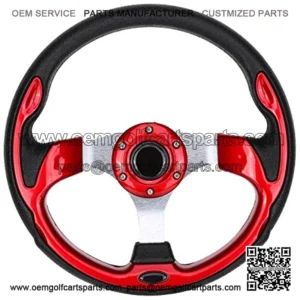 Universal 12.5 inch Golf Cart Steering Wheel for TXT RXV, Club Car DS Precedent, Yamaha G29 Drive and others - Ruby Red