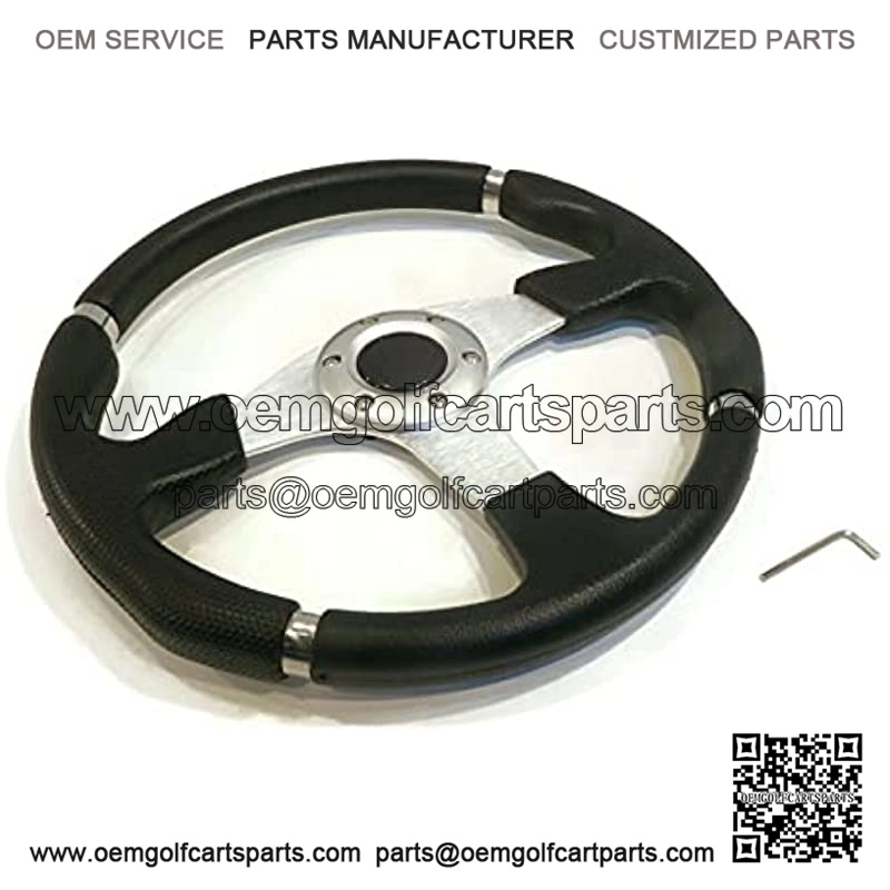 Universal 14" Steering Wheel Black/Chrome for Club Car, E-Z-GO, Yamaha Golf Cart