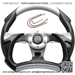 Steerig Wheel Replacment for Club Car Yamaha Golf Cart, Club Car DS and Cool Racing Style Steerig Wheel - Universal (Silver)