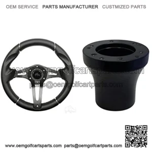 Club Car Precedent Golf Cart Steering Wheel - Black Grip/Black Spokes