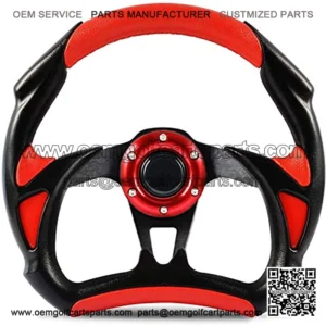 Golf Cart Steering Wheel for Club Car Yamaha Universal Steering Wheel Steering Wheel Club Car Cool Racing Style Steering Wheel(Red)