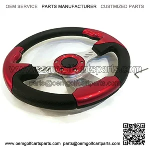 Universal 13" Steering Wheel Red & Black for Club Car, E-Z-GO & Yamaha Golf Cart