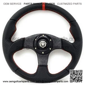 12.5" Steering Wheel w/Horn Red 6 Hole, Club Car Boat UTV Golf Cart