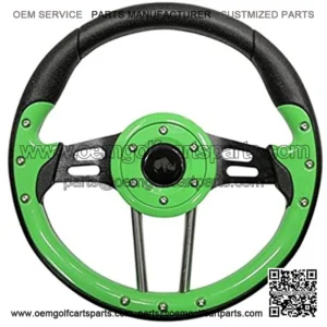 3G Golf Cart Steering Wheel- Lime Green Grip with Black Spokes- 13. Diameter