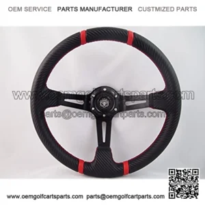New World Motoring Club CAR Precedent Steering Wheel Golf cart W/Adapter 3 Spoke Carbon Fiber