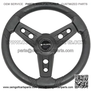 Gussi Italia Lugana Black Premium Italian-Made Steering Wheel for Golf Carts - No Hub Adapter Required