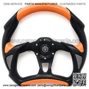 New World Motoring 1984+ Club CAR DS Orange Steering Wheel Golf cart with Adapter 3 Spoke