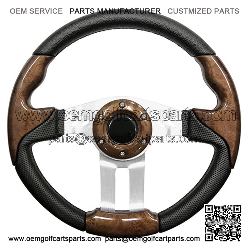 5 Woodgrain Grip/Brushed Aluminum Steering Wheel