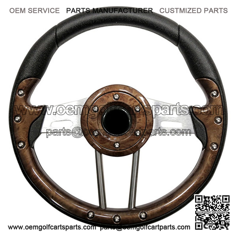 4 Woodgrain Grip/Brushed Aluminum Steering Wheel
