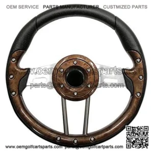 Golf Cart Steering Wheel Woodgrain Grip Aluminum Spokes 13 Inch