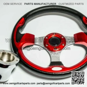 Red Black Golf Cart Steering Wheel  W/ Hub Adapter For Club Car DS