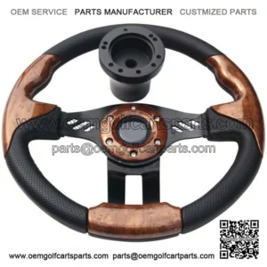 Club Car DS Steering Wheel with Black Hub Adapter - Wood Grain Premium Quality