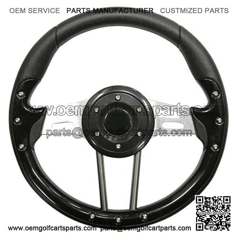 4 13" Steering Wheel (Black Grip/Brushed Aluminum Spokes)