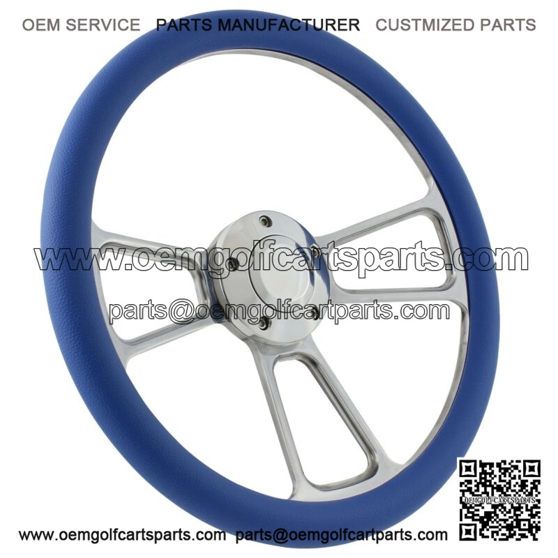 84+ Club Car DS Billet Sky Blue Steering Wheel w/ Polished Horn & Adapter