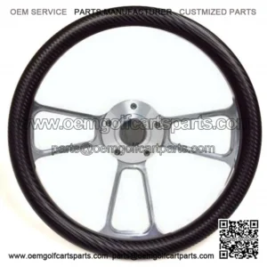 Club Car Golf Cart 14" Billet & Black Carbon Fiber Steering Wheel + Adapter