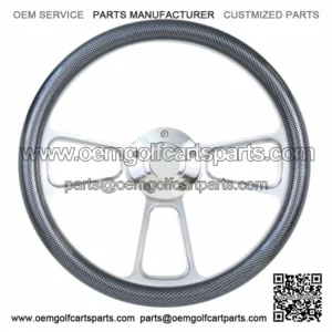 For Club Car Golf Cart  14" Billet & Carbon Fiber Steering Wheel, Horn & Adapter