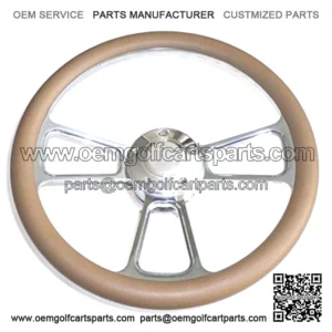 For Club Car Golf Cart 14" Billet & Tan Steering Wheel Includes Horn & Adapter