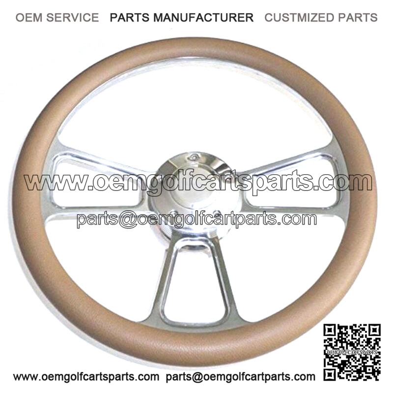 For Club Car Golf Cart 14" Billet & Tan Steering Wheel Includes Horn & Adapter