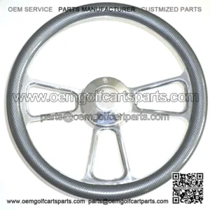 For Club Car Golf Cart 14" Billet & Carbon Fiber Steering Wheel, Horn & Adapter