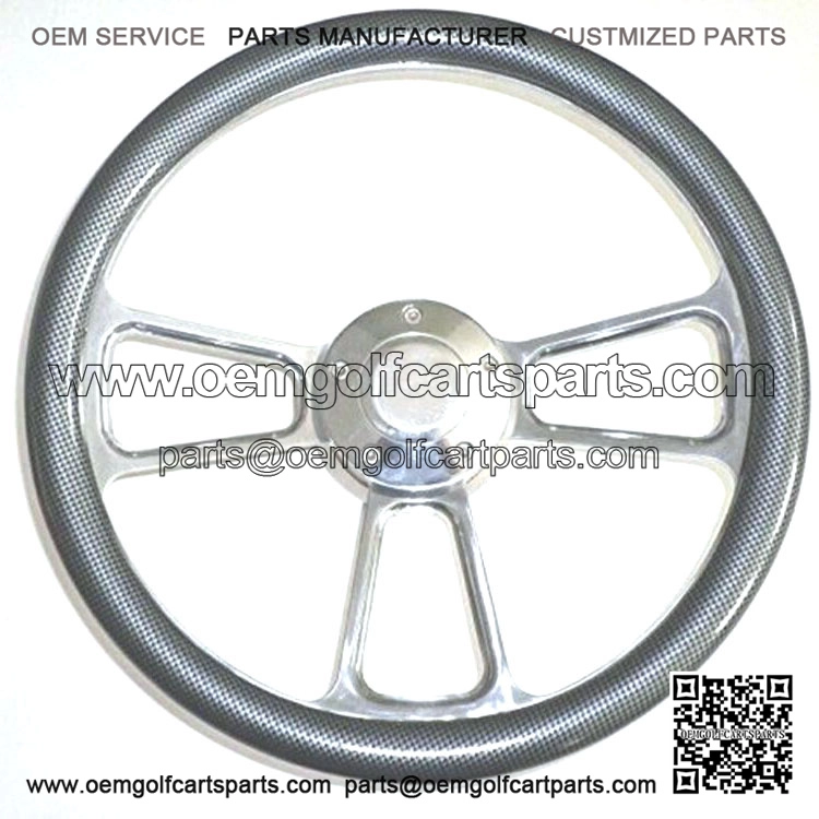 For Club Car Golf Cart 14" Billet & Carbon Fiber Steering Wheel, Horn & Adapter