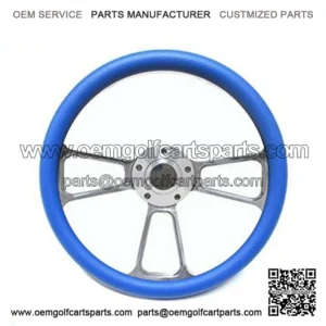 Club Car Golf Cart 14" Billet Sky Blue Steering Wheel Includes Horn & Adapter