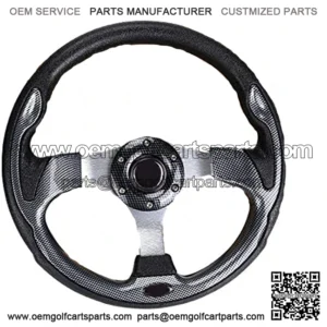 Golf Cart Steering Wheel, Universal Design Fit EZGO RXV & TXT, Club Car DS, Club Car Precedent Tempo, Yamaha, Most Golf Cart (Style1 Gray)