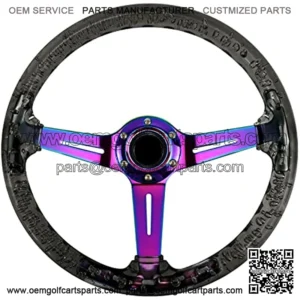 Universal Racing/Golf Cart Steering Wheel, 13.8" 6 Bolts Grip Acrylic, Universal Fit for Club Car EZGO RXV & TXT, Yamaha, Precedent Tempo, DS, for Race/Rally/Motorsport/Car Sim Driving(Black)