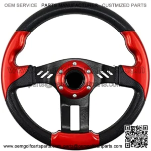 Golf Cart Steering Wheel, Skid Steering Wheel, Universal Golf Cart for Club Car EZGO RXV and TXT, Yamaha, Precedent Tempo, DS??5115Red??
