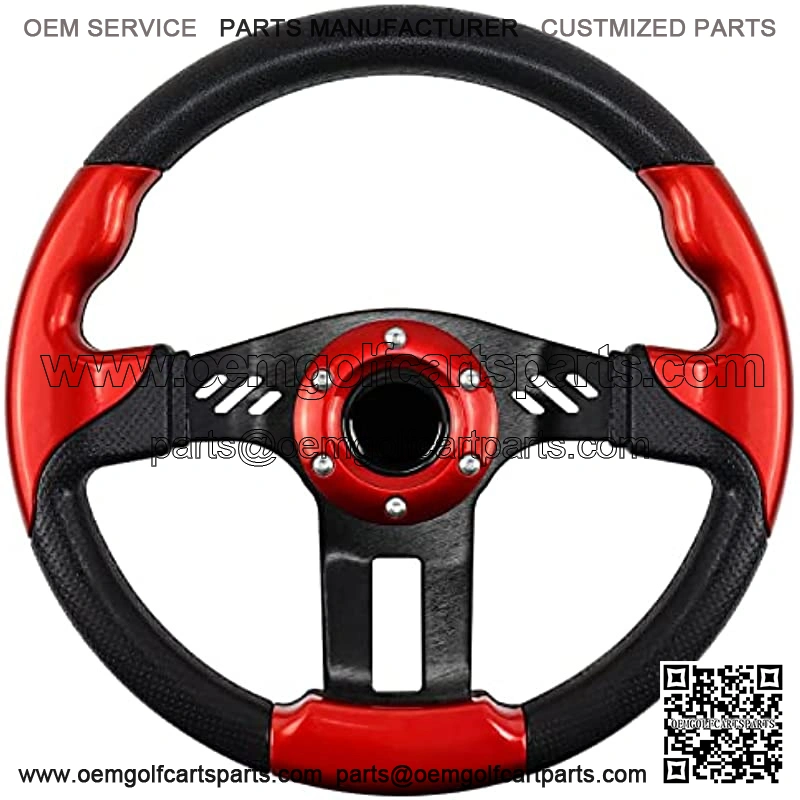 Golf Cart Steering Wheel, Skid Steering Wheel, Universal Golf Cart for Club Car EZGO RXV and TXT, Yamaha, Precedent Tempo, DS??5115Red??