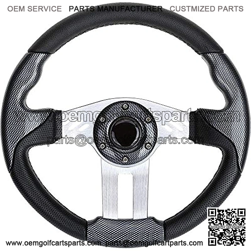 Universal 12.5 inch Golf Cart Steering Wheel for EZGO TXT RXV, Club Car DS Precedent, Yamaha G29 Drive and others - Silver Gray
