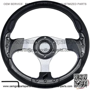 Universal Racing Steering Wheel for Golf Cart, Aluminum with Horn Button for Car, 12.5??/320mm 6 Bolts Grip Vinyl Leather??black & carbon fiber