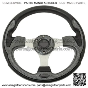 Club Car Precedent 12.5" Golf Cart Steering Wheel Carbon Fiber With Chrome Hub
