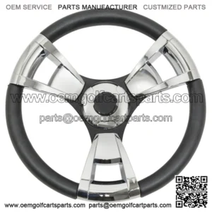 Italia Model 13 Chrome Golf Cart Steering Wheel For EZGO