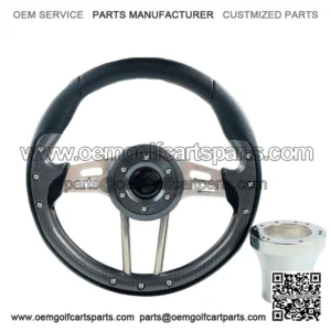 Volt Carbon Fiber Golf Cart Steering Wheel W/ Club Car DS Hub Adapter Chrome