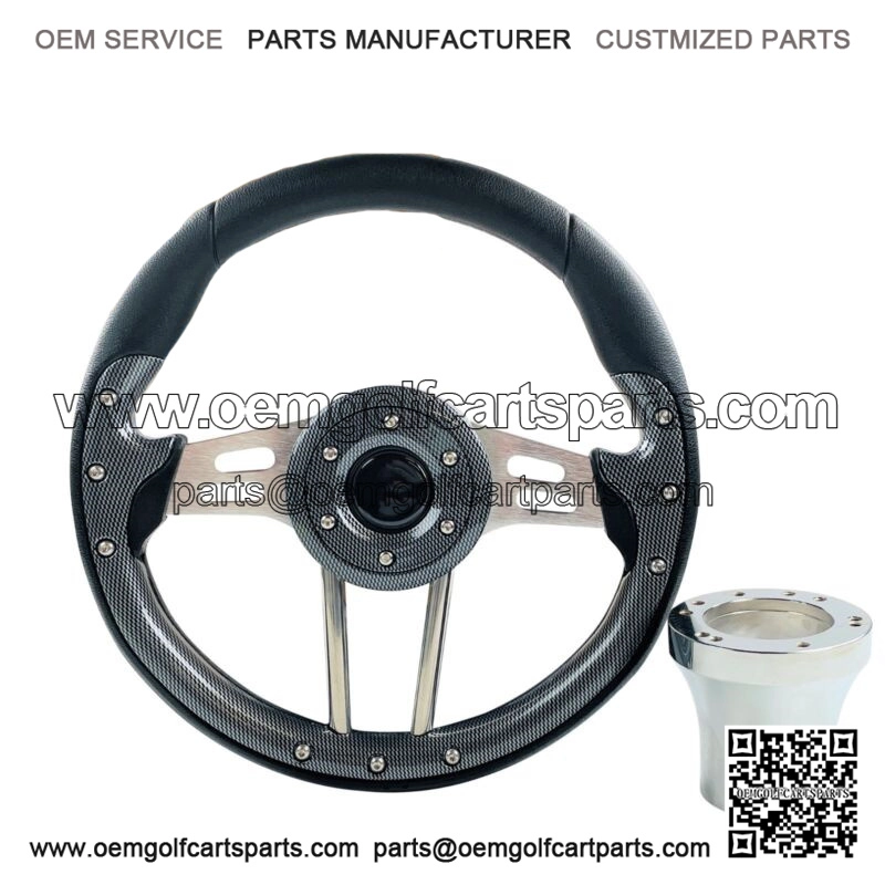Volt Carbon Fiber Golf Cart Steering Wheel W/ Club Car DS Hub Adapter Chrome