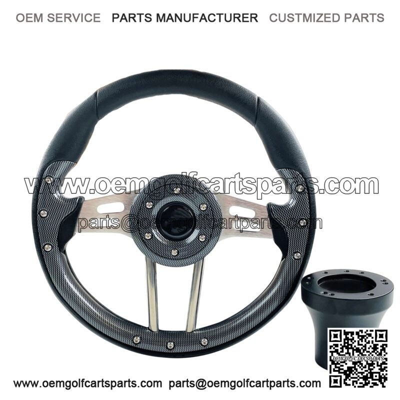Black Volt Golf Cart Steering Wheel With Hub Adapter for Club Car DS