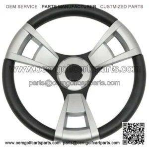 Brushed Aluminum & Black Steering Wheel for Club Car Precedent Golf Carts