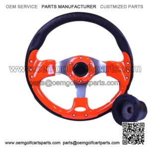 Orange Color Golf Cart Steering Wheel w/ Black Hub Adapter for Club Car DS
