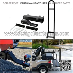 Golf Cart Grab Bar + Rear Safety Seat Trailer Hitch with Receiver for Yamaha Club Car