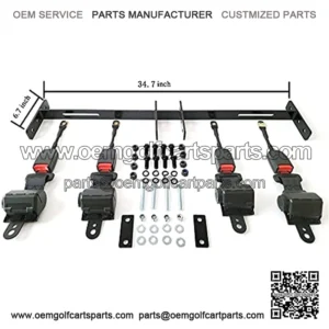 Golf Carts 4 Sets Retractable Belt Kits with Bracket/Bar Kit for Yamaha Club Car