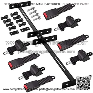 Universal Golf Cart Set Belts 4 Retractable Belts Max Length 47" and 35 x 6.9 Inch Belts Bracket Kit Fits TXT Yamaha Club Car DS(NOT FIT 2 Passenger Club Car Precedent Yamaha G29 Drive RXV)