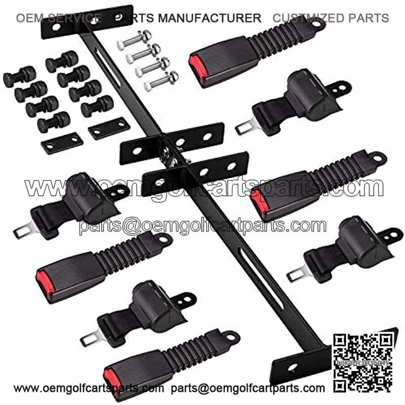 Universal Golf Cart Set Belts 4 Retractable Belts Max Length 47" and 35 x 6.9 Inch Belts Bracket Kit Fits TXT Yamaha Club Car DS(NOT FIT 2 Passenger Club Car Precedent Yamaha G29 Drive RXV)