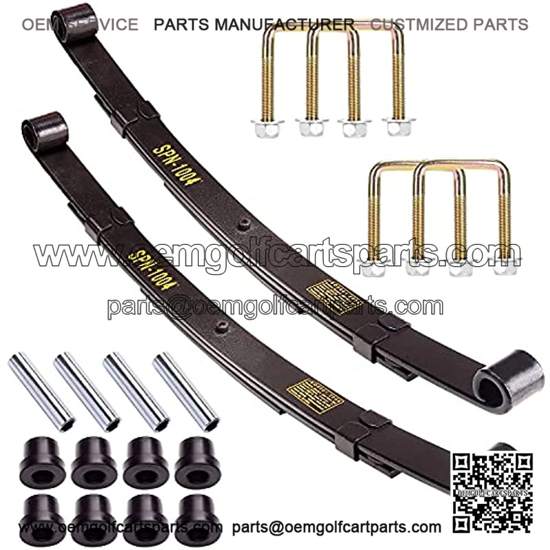Golf Cart Heavy Duty 3-Leaf Spring Kit with Bushings & Sleeves & U Bolts for TXT 1995-2013, OEM 70247-G01, 70474-G01 70505-G01(2 Packs)